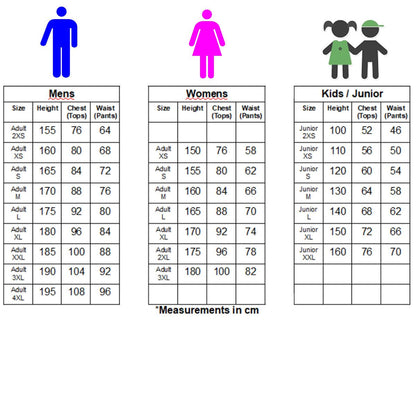 A size chart with measurements in centimeters for Victor Badminton Compression Shorts uni Black 5718 by Victor, detailing optimal sizes for men, women, and kids. The chart includes columns for size, height, chest (tops), and waist (pants) to ensure ideal muscle stabilization and fit.