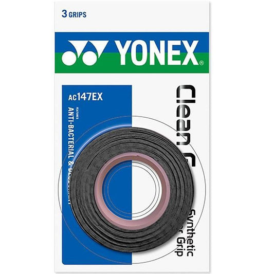 Yonex AC147EX Clean Grap Badminton Overgrip - 3 Grips -Black