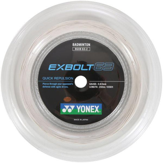 Yonex Exbolt 63 Badminton String White - 0.63mm 200m Reel