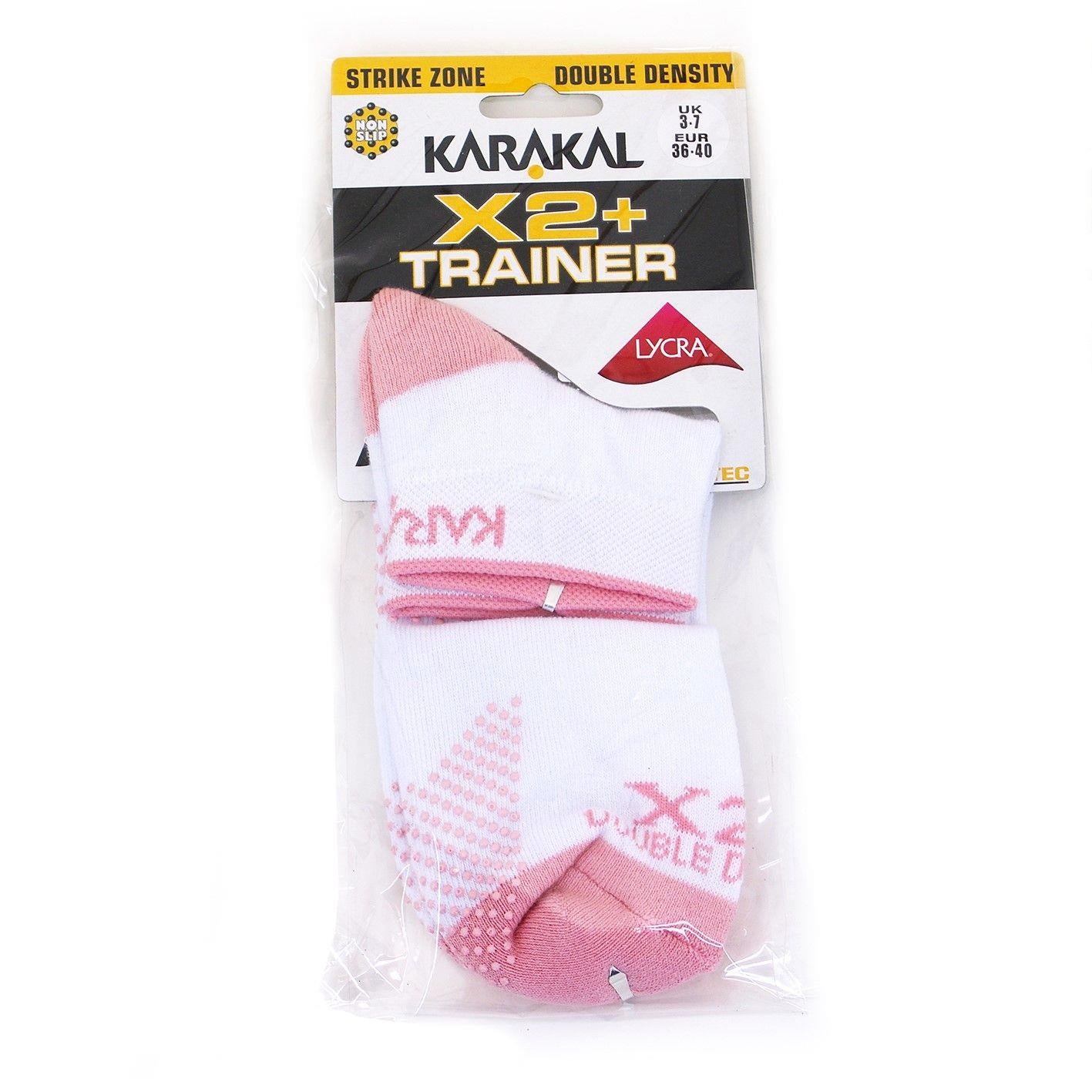 Karakal X2+ Womens Technical Trainer Badminton Sock - White / Pink (UK3-UK7)