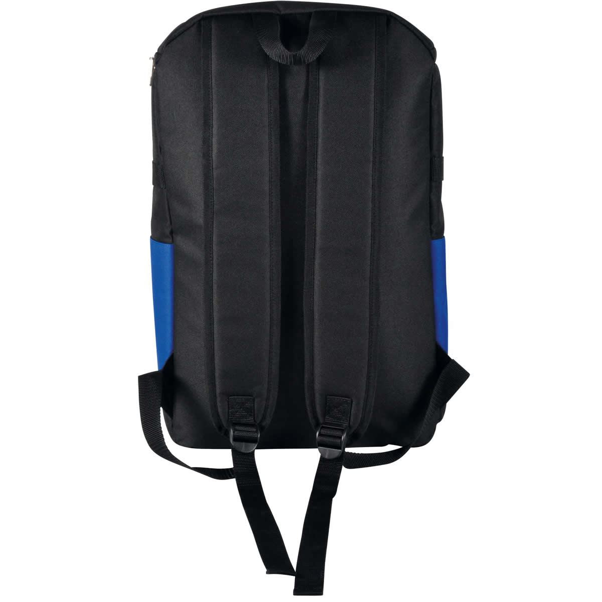 The Victor Backpack BR6011 Blue Badminton Bag is displayed from the back, showcasing a spacious main compartment, two adjustable shoulder straps, and a top handle, with blue side panels.