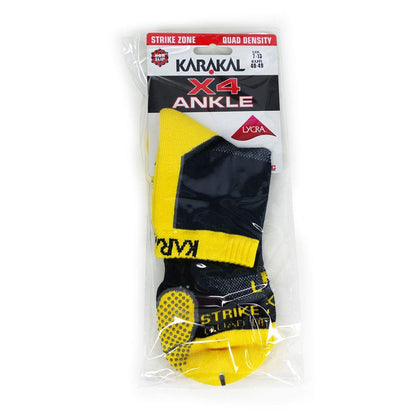 Karakal X4 Mens Technical Ankle Badminton Socks - Black / Yellow (UK7-UK13)
