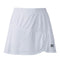 The FZ Forza Liddi 2 in 1 Women's Badminton Skirt in white features a layered design and an elastic waistband, crafted with anti-piling fabric for long-lasting wear. The brand's "FZ" initials are printed in black on the lower right side, adding a distinctive touch to this simple and sporty piece, making it perfect for badminton enthusiasts.