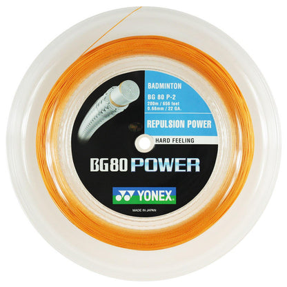 Yonex BG 80P Badminton String Bright Orange - 0.68mm 200m Reel