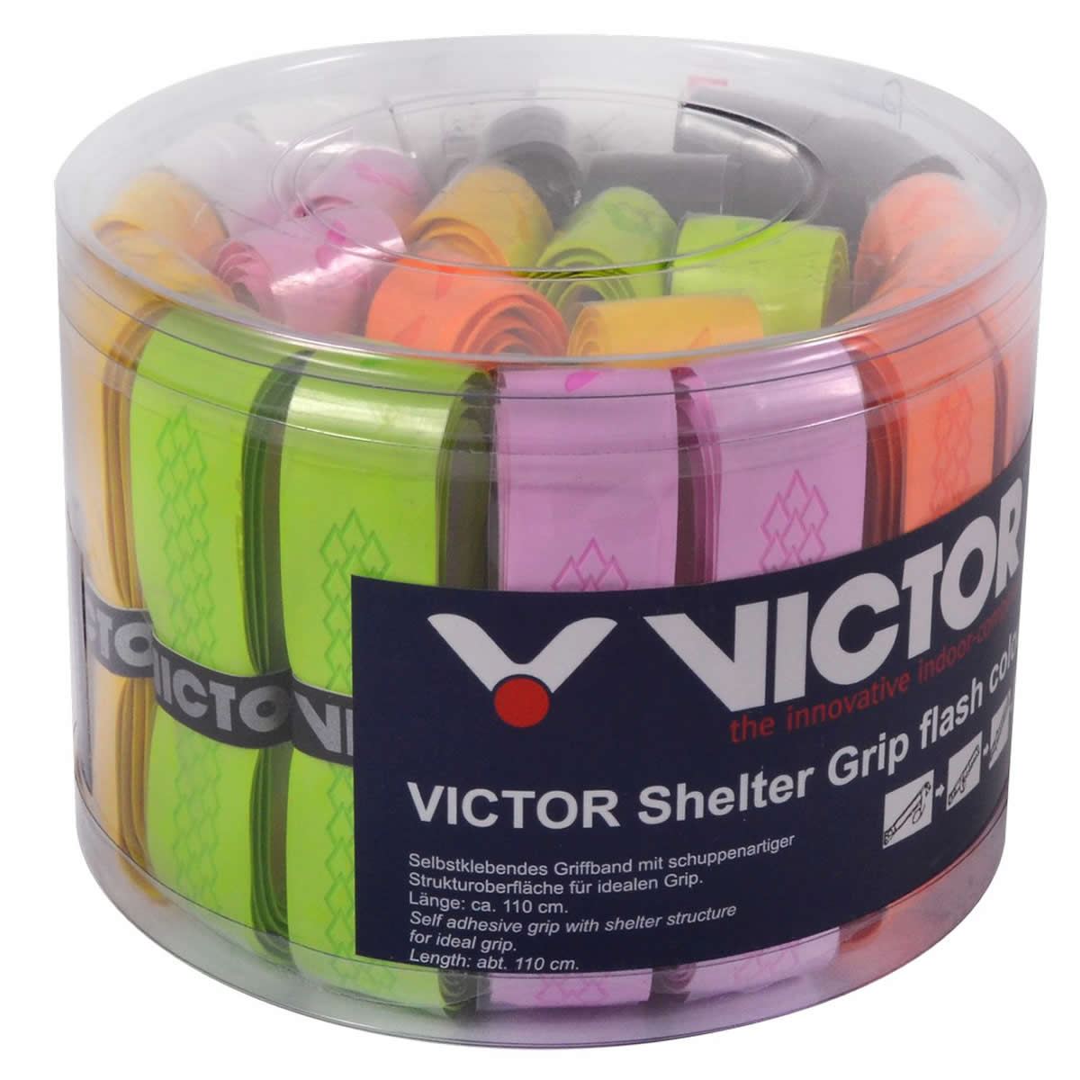 Victor Shelter Badminton Racket Grip - Box of 24 Assorted Colors
