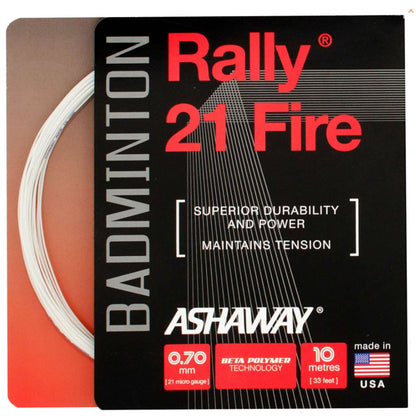 Ashaway Rally 21 Fire Badminton String White - 0.70mm - 10m Packet