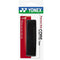 Packaging for a Yonex AC223EX Premium Grip Comfort Full Replacement Badminton Grip - Black. The design is primarily white with green and blue Yonex branding at the top. Inside, the black grip provides a pleasant experience with its tacky feel, enhanced by polyurethane foaming urethane for superior comfort. These features are highlighted in red text on the side.