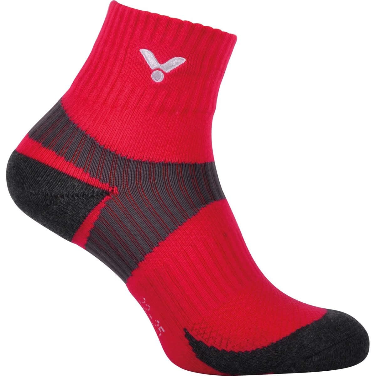 Introducing the Victor Badminton Socks SK 239 Pink, featuring a ribbed texture. These socks come with a sleek design that includes reinforced areas at the heel and toe to enhance durability, accompanied by an elastic arch support to ensure comfort, complete with a stylish white logo on the ankle.