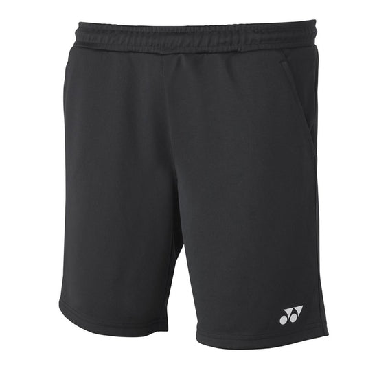 The Yonex YS4000EX Black Junior Badminton Shorts are made from polyester and include an elastic waistband, side pockets, and a discreet white logo near the bottom left. They are designed to effectively absorb sweat, helping you remain comfortable and focused while playing.