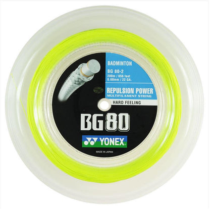 Yonex BG 80 Badminton String Yellow - 0.68mm 200m Reel