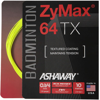 Ashaway Zymax 64 TX Badminton String Yellow - 0.64MM - 10m Packet