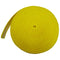 A rolled-up piece of yellow cloth tape, bearing a resemblance to the FZ Forza Badminton Towel Grip (12m), is set against a white background. The texture looks soft, and the edge is slightly lifted, exposing the inner side of the tape, showcasing its stylish play with unparalleled grip.