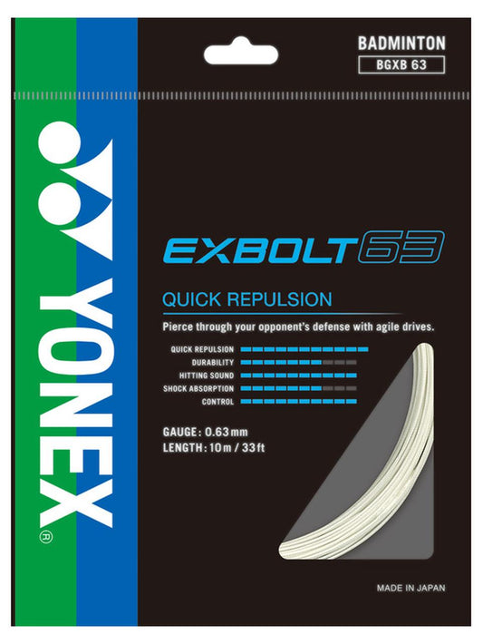 Yonex Exbolt 63 Badminton String White - 0.63mm 10m Pack