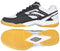 The FZ Forza X-Pulse men's badminton shoes from FZ Forza feature a stylish black and white design complemented by a gum sole. They are equipped with Drylex mesh for enhanced breathability, boast a practical lace-up design, and have patterned tread to ensure optimal grip. The sides of the shoes are adorned with a stylized logo, while the sole displays an eye-catching hexagonal pattern.