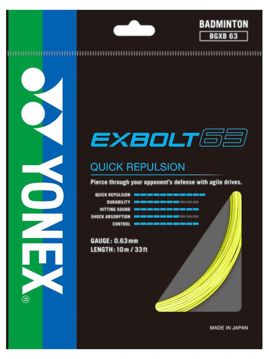 Yonex Exbolt 63 Badminton String Yellow - 0.63mm 10m Pack
