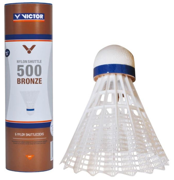 Victor 500 Nylon Badminton Shuttlecocks - White Medium - Set of 6