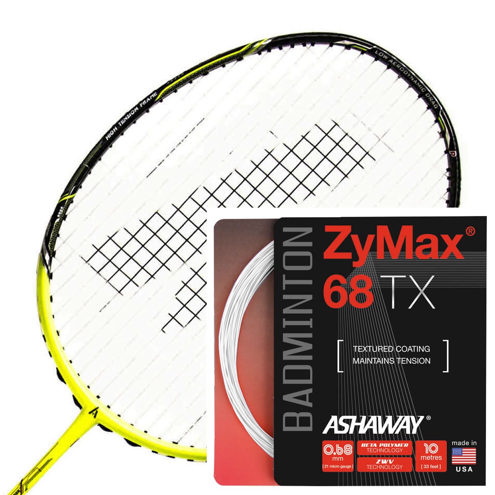 Ashaway Zymax 68 TX Badminton String White - 0.68MM - 10m Packet
