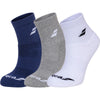 Babolat Quarter Badminton Socks 3 Pack - White Blue Grey