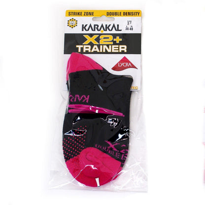 Karakal X2+ Womens Technical Trainer Badminton Sock - Black / Pink (UK3-UK7)