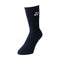 A single Yonex 19120YX 3D ERGO Crew sock in navy blue, featuring superior cushioning and a small white logo near the top, set against a plain white background.