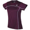 Introducing the Yonex YTL1 Burgundy Team Ladies/Womens Badminton T-Shirt. This athletic t-shirt, crafted by Yonex, features quick-drying fabric and short sleeves with white stitching accents. A small white logo is displayed on the upper left side of the chest, providing both style and excellent sweat absorbency for your intense matches.