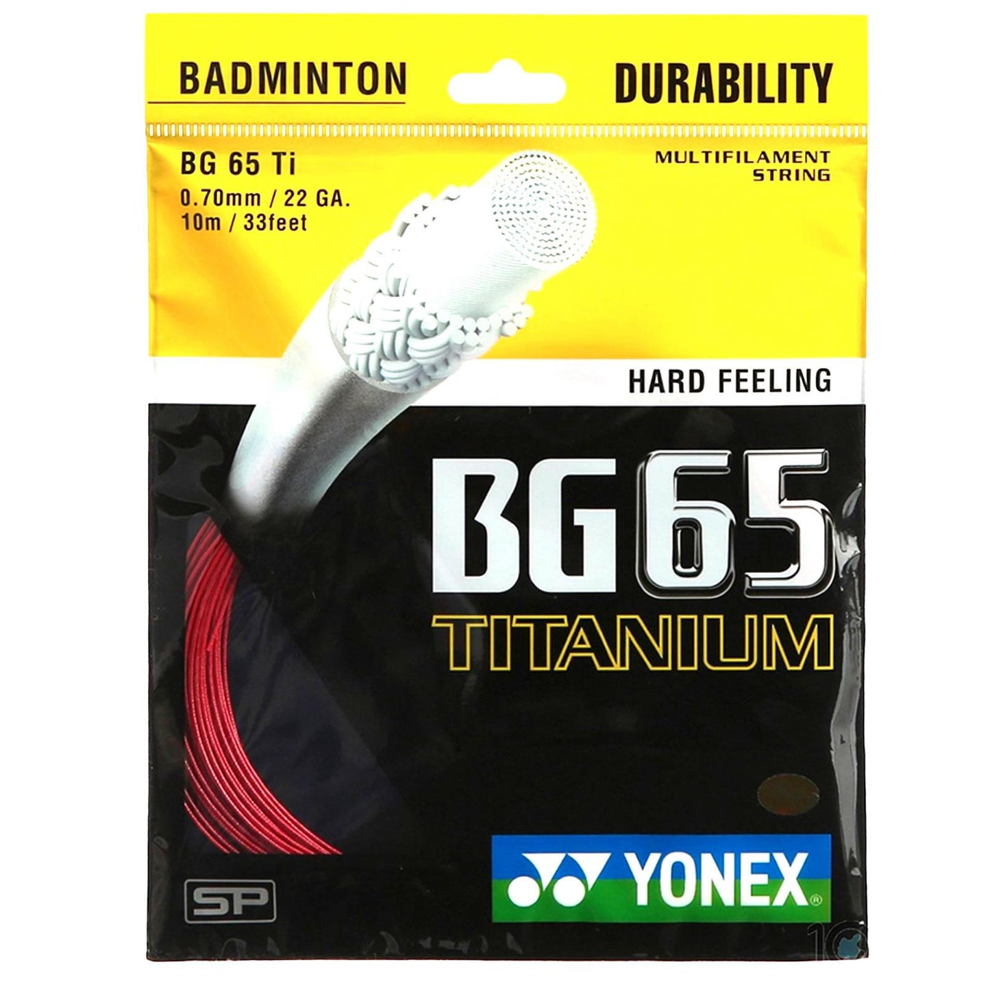 Yonex BG 65 Ti Badminton String Red - 0.7mm 10m Packet