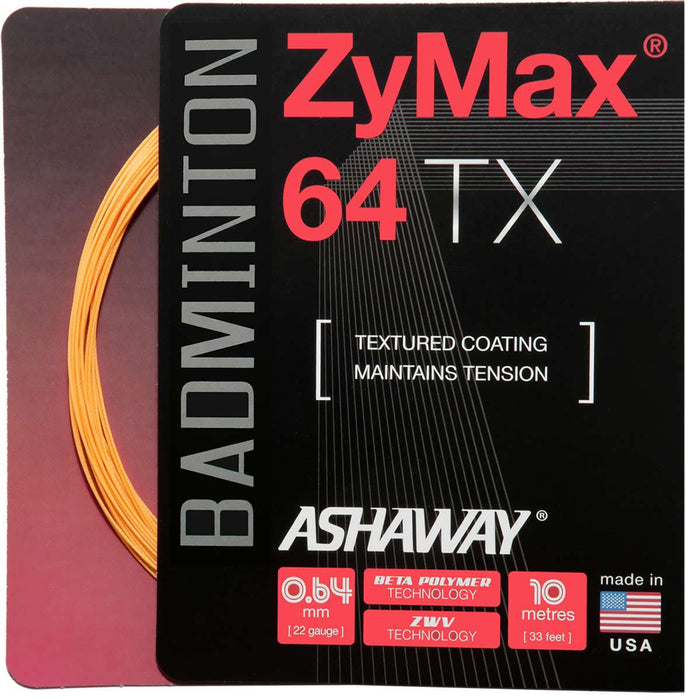 Ashaway Zymax 64 TX Badminton String Orange- 0.64MM - 10m Packet