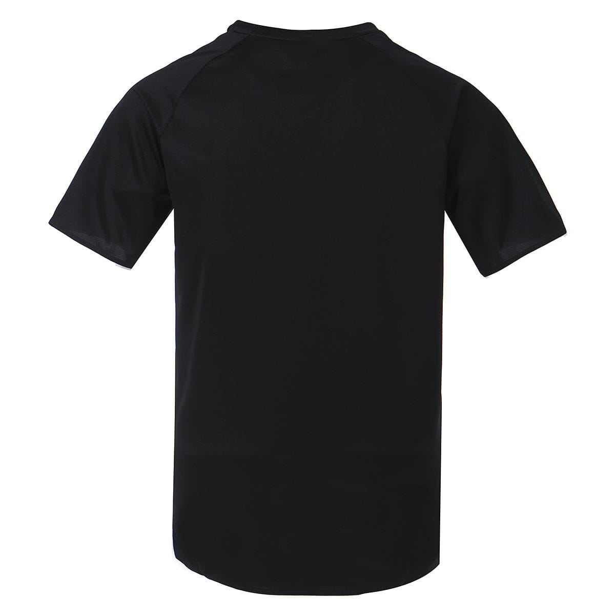 An FZ Forza Moldavia Men's Badminton T-Shirt in black, embodying a minimalist badminton clothing style against a white background. This short-sleeve shirt incorporates FZ Forza's Dryforze technology for added comfort and boasts a simple, logo-free design.