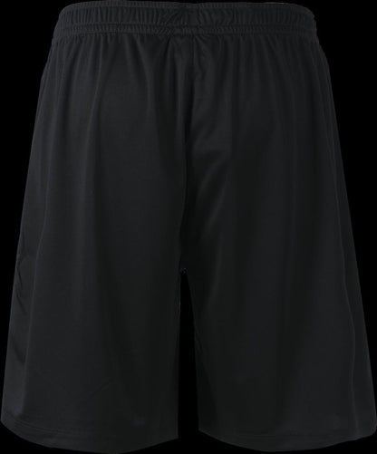 The FZ Forza Landos Men's Badminton Shorts - Black, by FZ Forza, are showcased against a white backdrop. The Danish-designed fabric looks smooth and ideal for sports or casual attire. Tailored for badminton clothing fans, these shorts feature Dryforze technology to ensure maximum comfort.