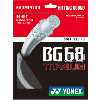 Yonex BG 68 Ti Badminton String White - 0.68mm 10m Packet