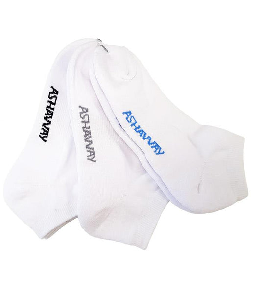 Ashaway Badminton Trainer Socks - White 3 Pack (UK4-UK11)