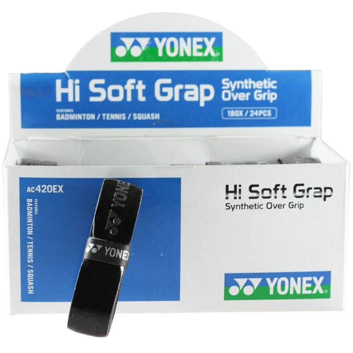 Yonex AC420EX Hi-Soft Grap Full Replacement Badminton  Grips - 24 Pack - Black