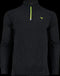 The Victor Badminton Longsleeve Black melánge5929 Top by Victor is crafted from lightweight fabric and features a quarter-zip front with a neon green zipper, along with a small wing-like logo on the chest.