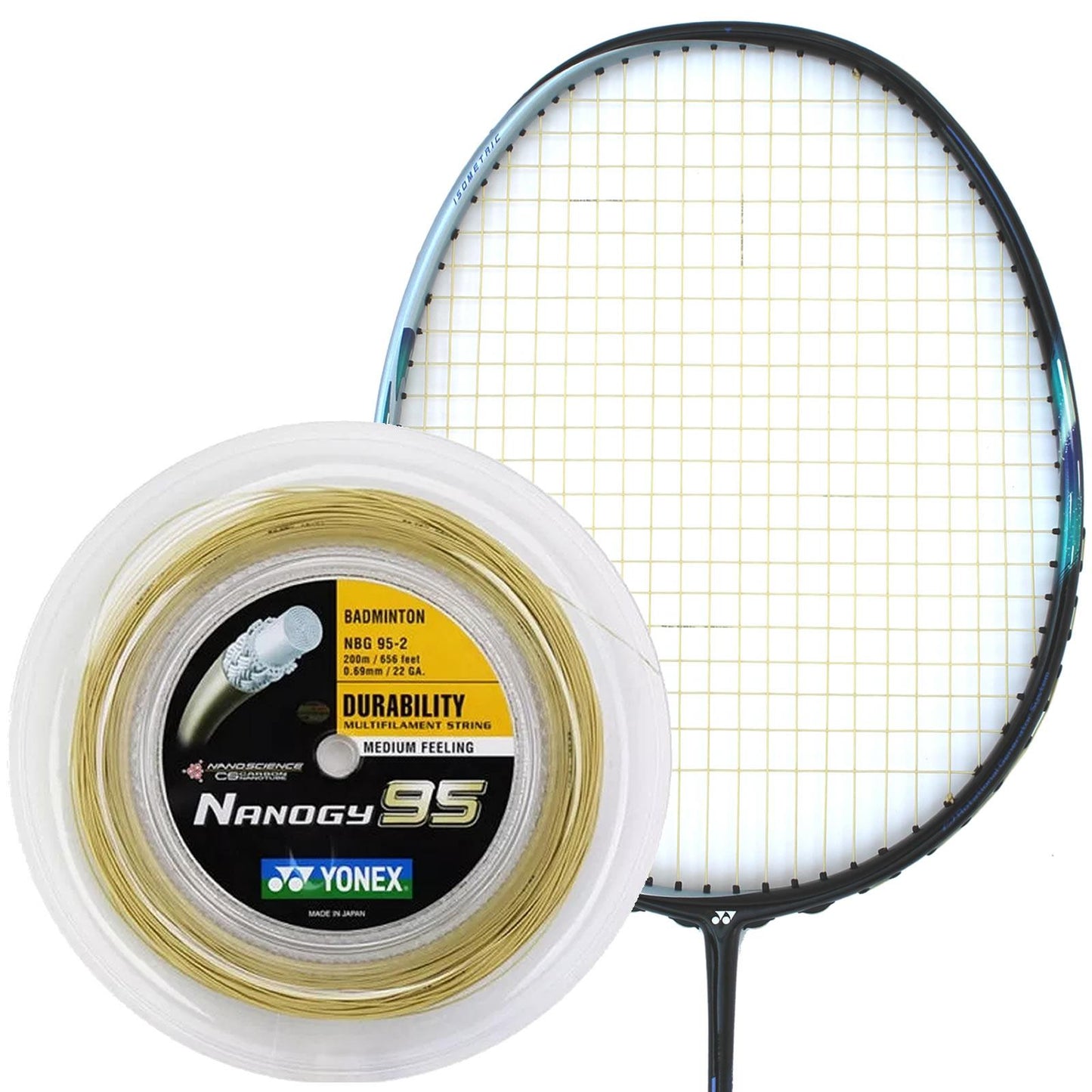Yonex Nanogy 95 Badminton String Gold - 0.69mm 200m Reel
