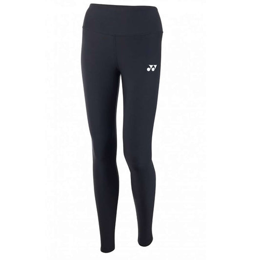 Yonex YL3000 Black Badminton Leggings, featuring a discreet small white logo on the upper left thigh, are engineered to absorb sweat and dry quickly for optimal comfort during intensive play. Captured against a plain white background, these leggings seamlessly combine style and performance.