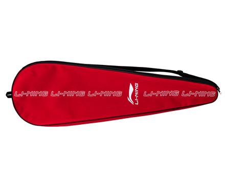 A dark blue Li-Ning Windstorm 72 6U badminton racket cover, showcasing the Li-Ning logo and text in white. Designed for maximum speed, it features a black zipper and a convenient shoulder strap.