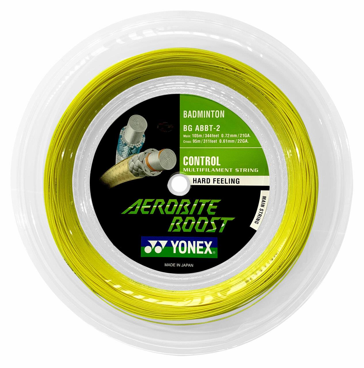 Yonex Aerobite Boost Badminton String Grey Yellow - 0.72/0.61mm 200M Reel