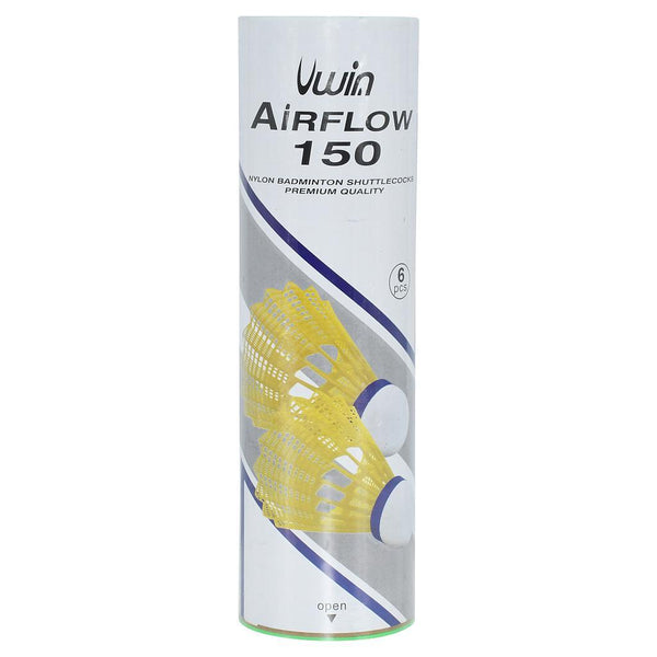 Uwin Airflow 150 Nylon Badminton Shuttlecocks - Yellow Medium x 6